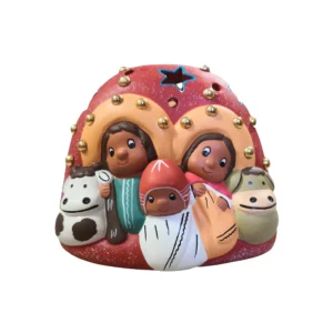 Presepe portalumino perline dorate terracotta