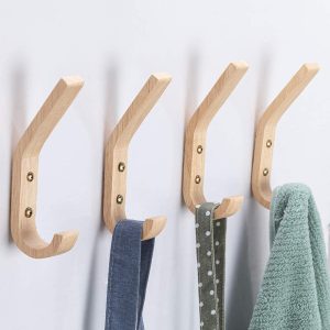 2 Pack legno di quercia ganci da parete